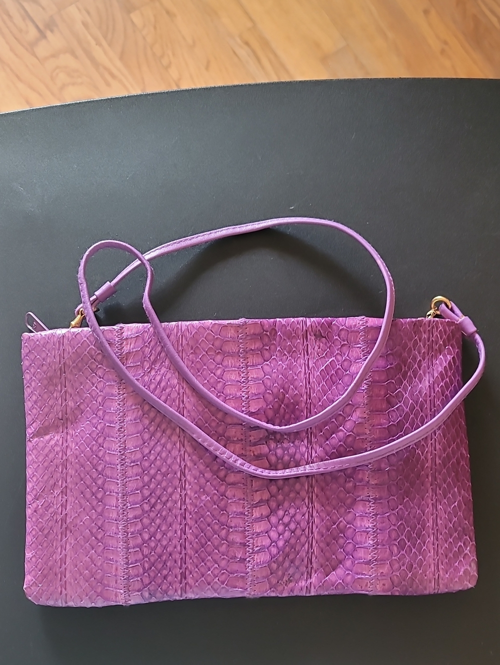 Women's Purple Faux-Snakeskin Shoulder Bag